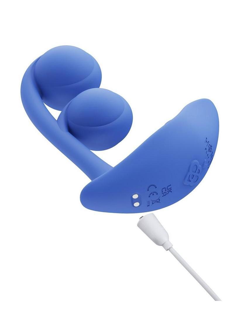 Melody Pressure Sensing App-Controlled Rechargeable Silicone Twin Balls Clit & G-spot Vibrator - Blue