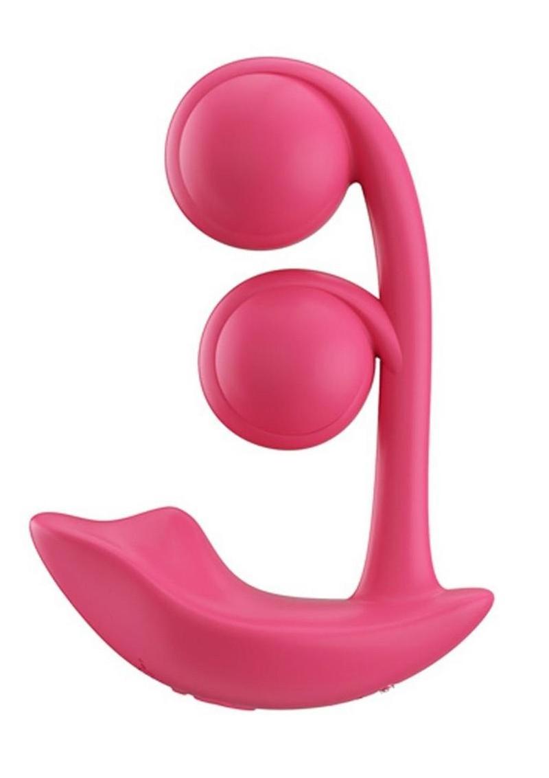 Melody Pressure Sensing App-Controlled Rechargeable Silicone Twin Balls Clit & G-spot Vibrator - Red