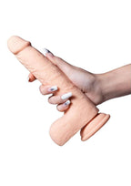 Luis App Controlled Real Thrusting Rechargeable Silicone Dildo with Clit Licker 8.5In - Caramel
