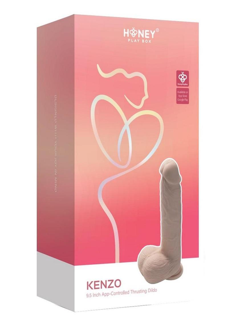 Kenzo App Controlled Big Realistic Thrusting Rechargeable Silicone Dildo 9.5 In - Caramel