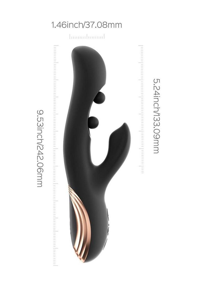 Gem Pressure Sensing App-Controlled Twin Balls Rabbit Vibrator - Black/Gold