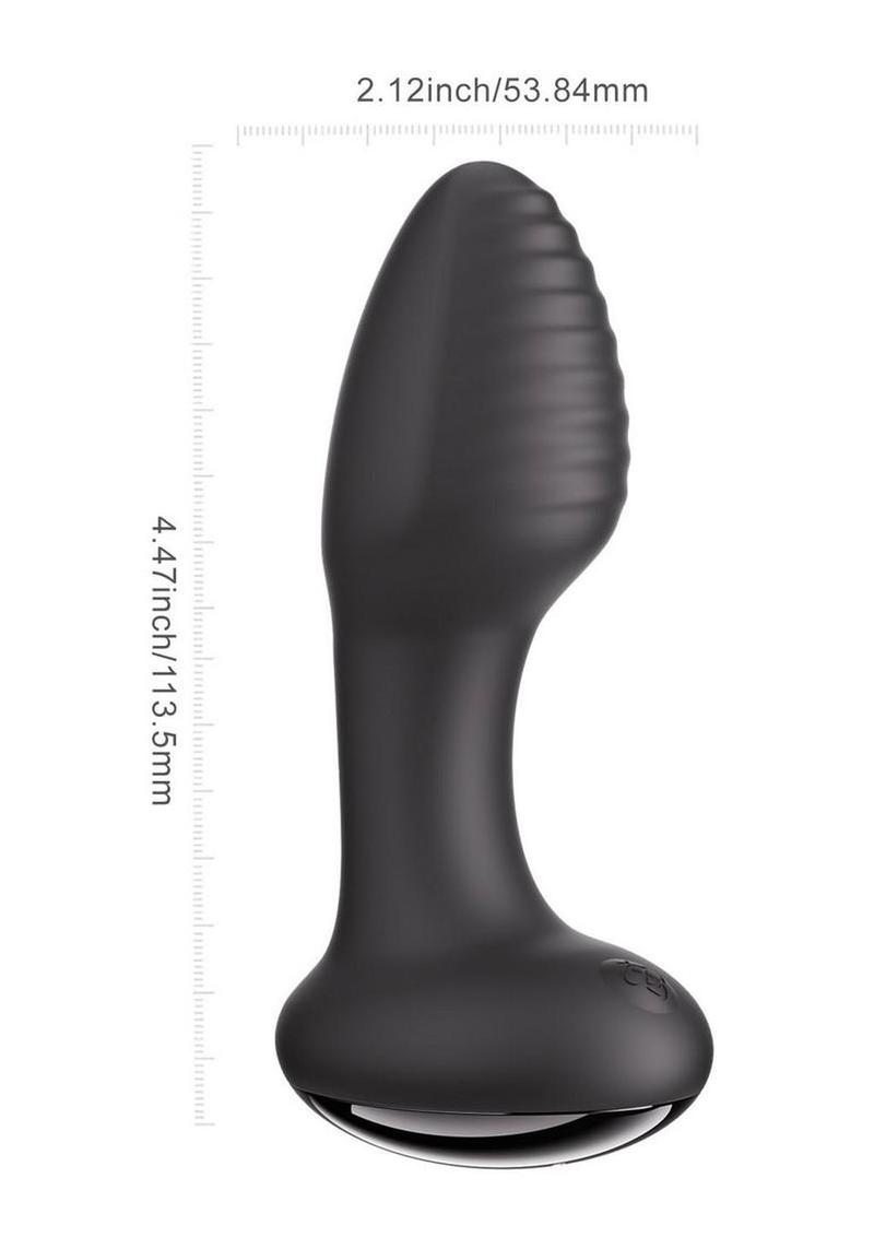Frenzy Pressure Sensing App Control Rotating Rechargeable Silicone Butt Plug - Black