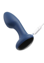 Frenzy Pressure Sensing App Control Rotating Rechargeable Silicone Butt Plug - Blue/Black
