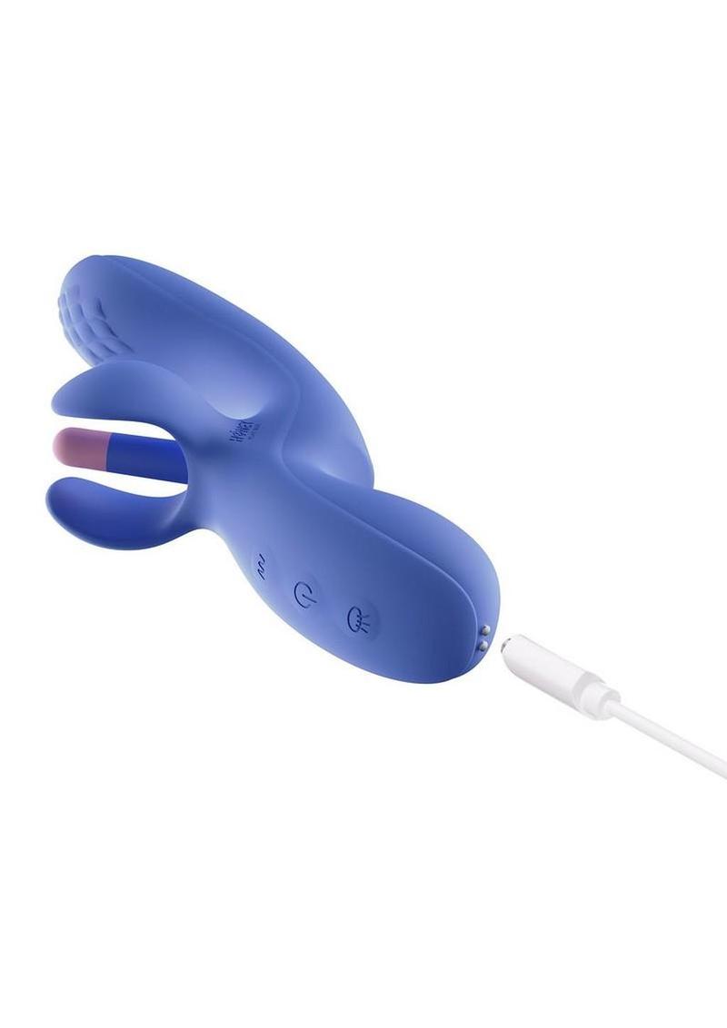 Fortexa Kinky Finger Flapping Rechargeable Silicone Clit & G-Spot Vibrator with App Control - Blue/Pink