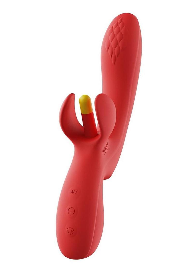 Fortexa Kinky Finger Flapping Rechargeable Silicone Clit & G-Spot Vibrator with App Control - Yellow