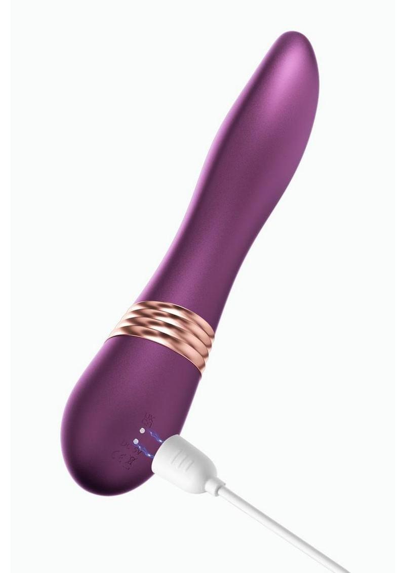 Fling Tongue-like Oral Licking Rechargeable Silicone Vibrator - Purple/Gold