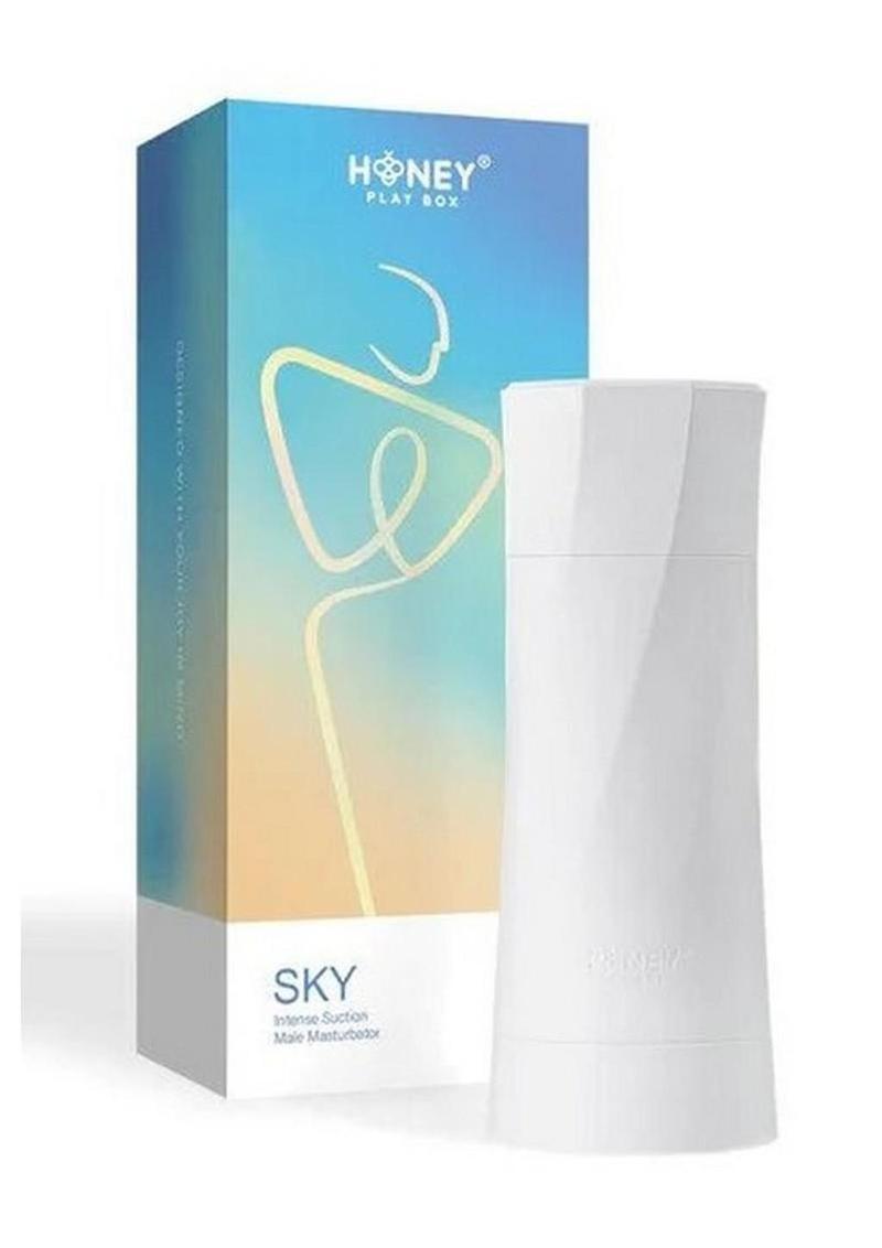 Sky Intense Suction & Vibration Rechargeable Blowjob Machine - White