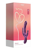 Trilux Kinky Finger Rechargeable Silicone Triple Stimulation Rabbit Vibrator with Anal Beads - Purple