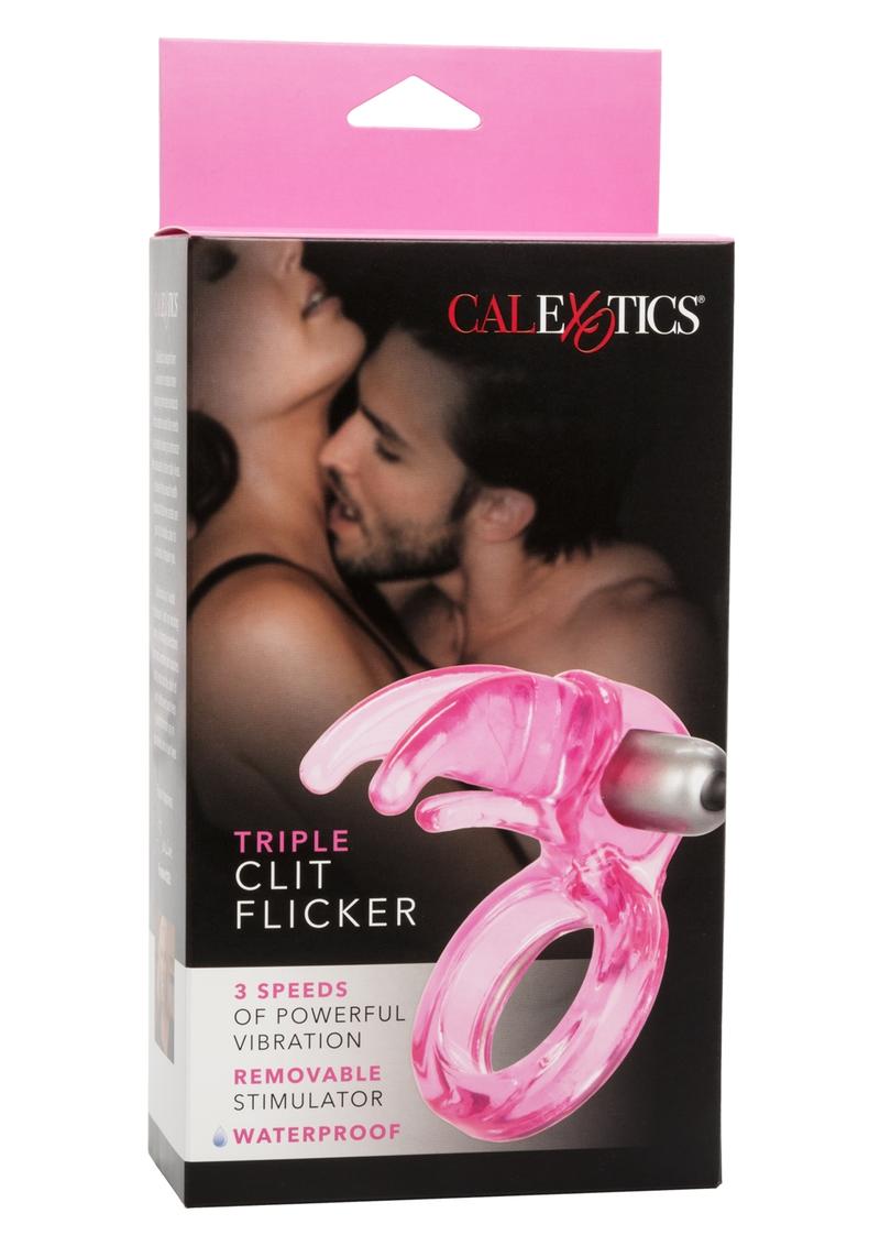 Couple's Enhancers Triple Clit Flicker Cock Ring - Red