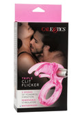 Couple's Enhancers Triple Clit Flicker Cock Ring - Red