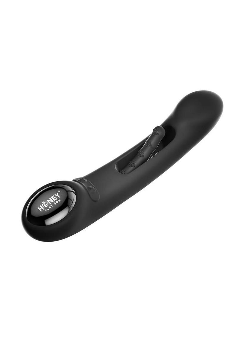 Tempo Pressure Sensing App Controlled Kinky Finger Tapping Rechargeable Silicone G-spot Vibrator - Black