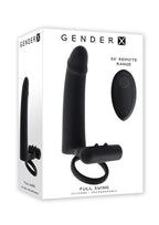 Gender X Full Swing Rechargeable Silicone Vibrating Dildo with Dual Cock Ring and Remote Control - Black