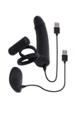 Gender X Full Swing Rechargeable Silicone Vibrating Dildo with Dual Cock Ring and Remote Control - Black