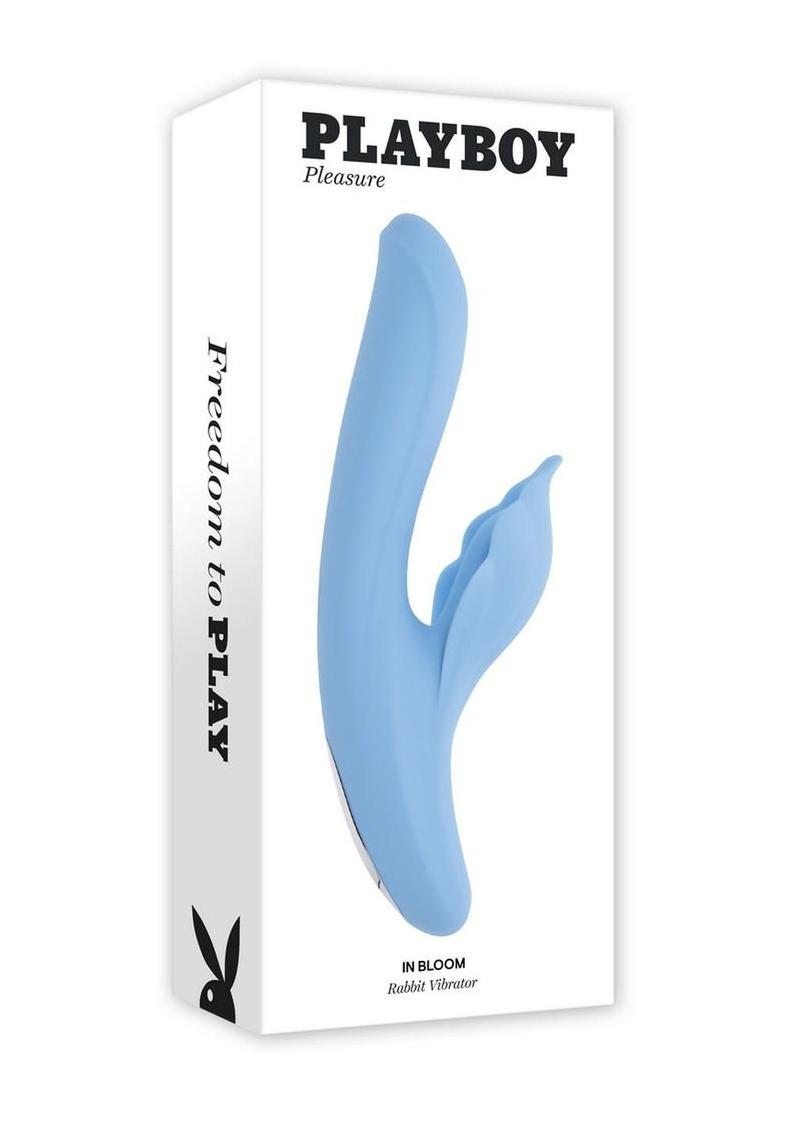Playboy In Bloom Rechargeable Silicone Heating Rabbit Vibrator - Blue