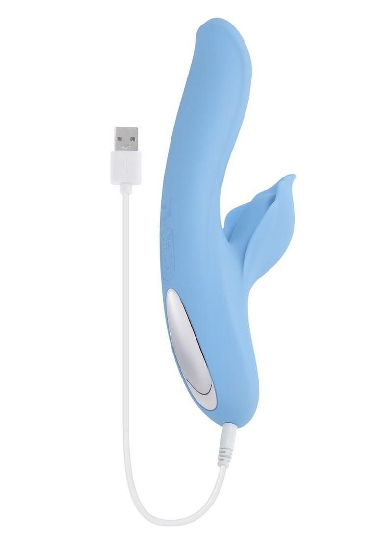 Playboy In Bloom Rechargeable Silicone Heating Rabbit Vibrator - Blue