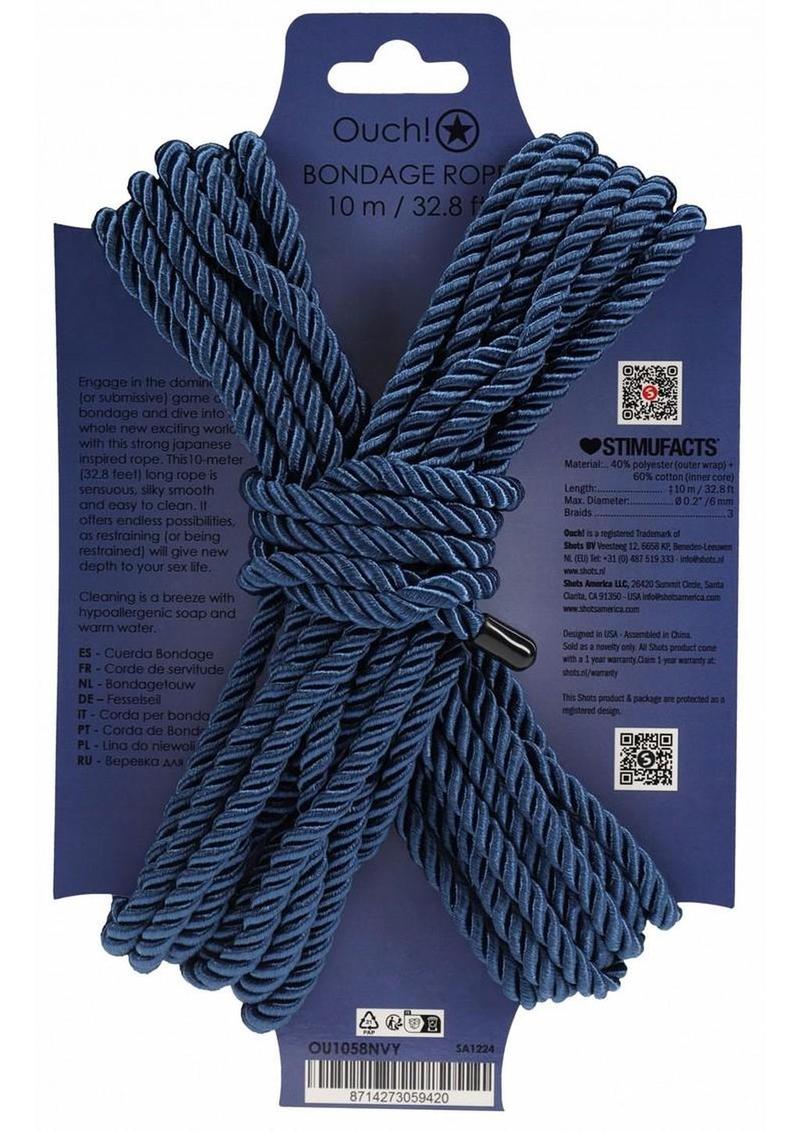 Ouch! Bondage Rope 10 Meter Nylon - Navy Blue