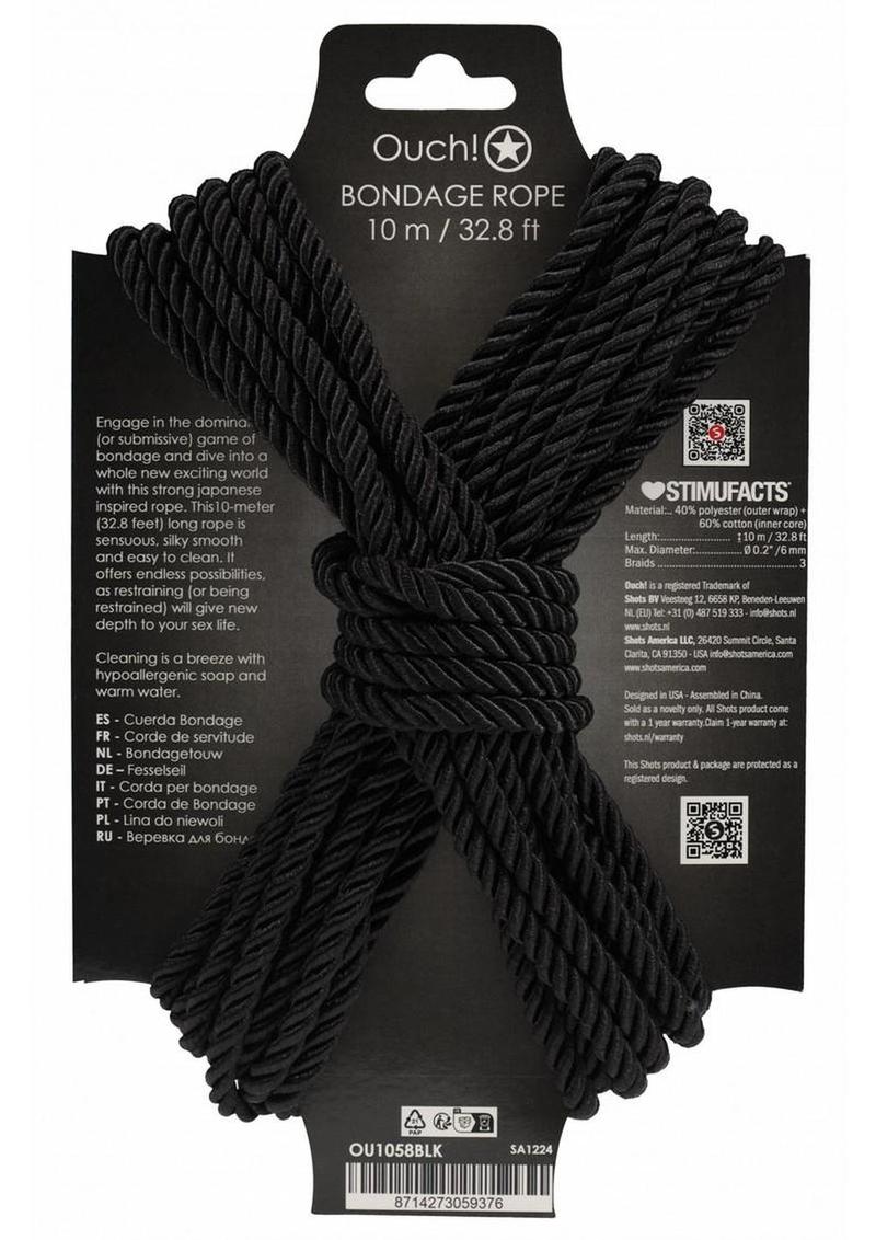 Ouch! Bondage Rope 10 Meter Nylon - Black