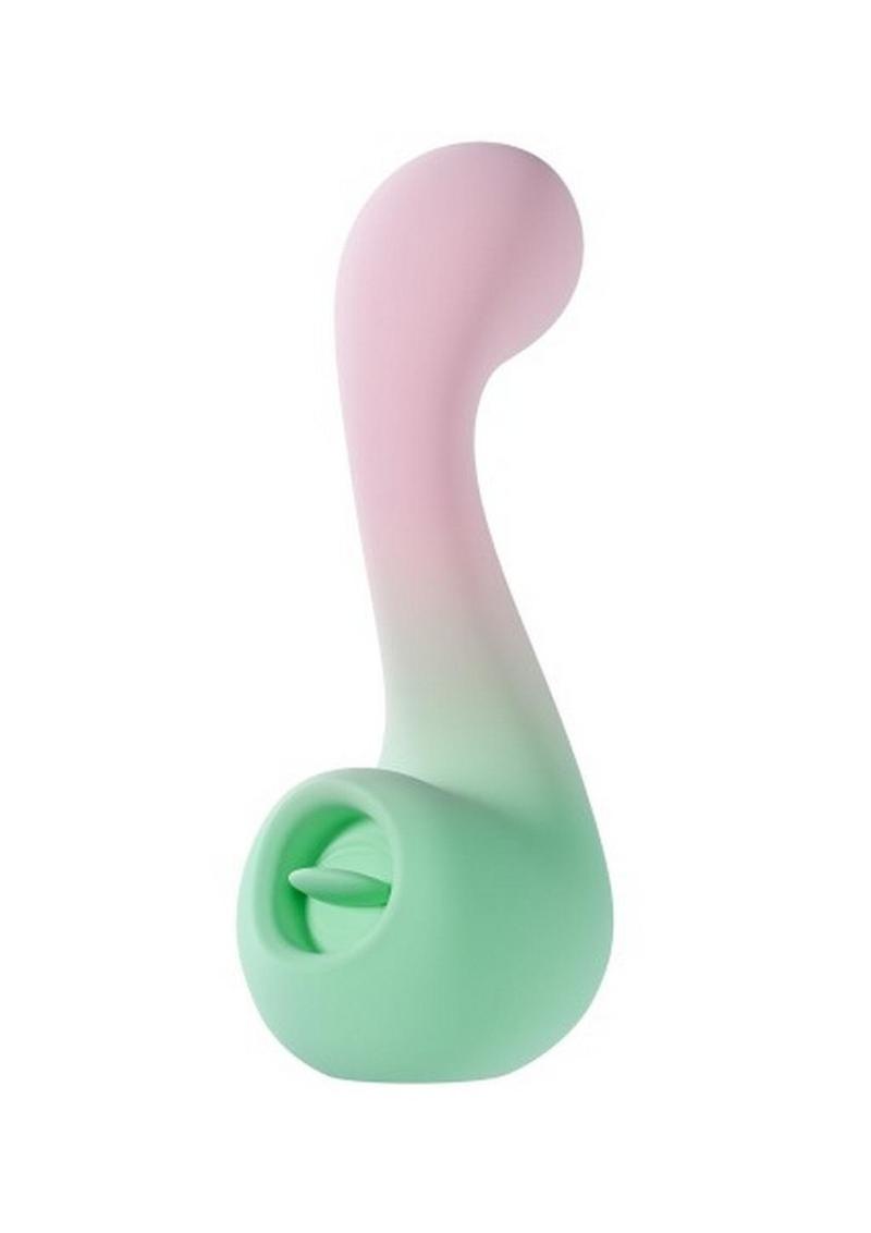 Play With Me Melody Rechargeable Silicone Dual-End Vibrator - Pink/Green