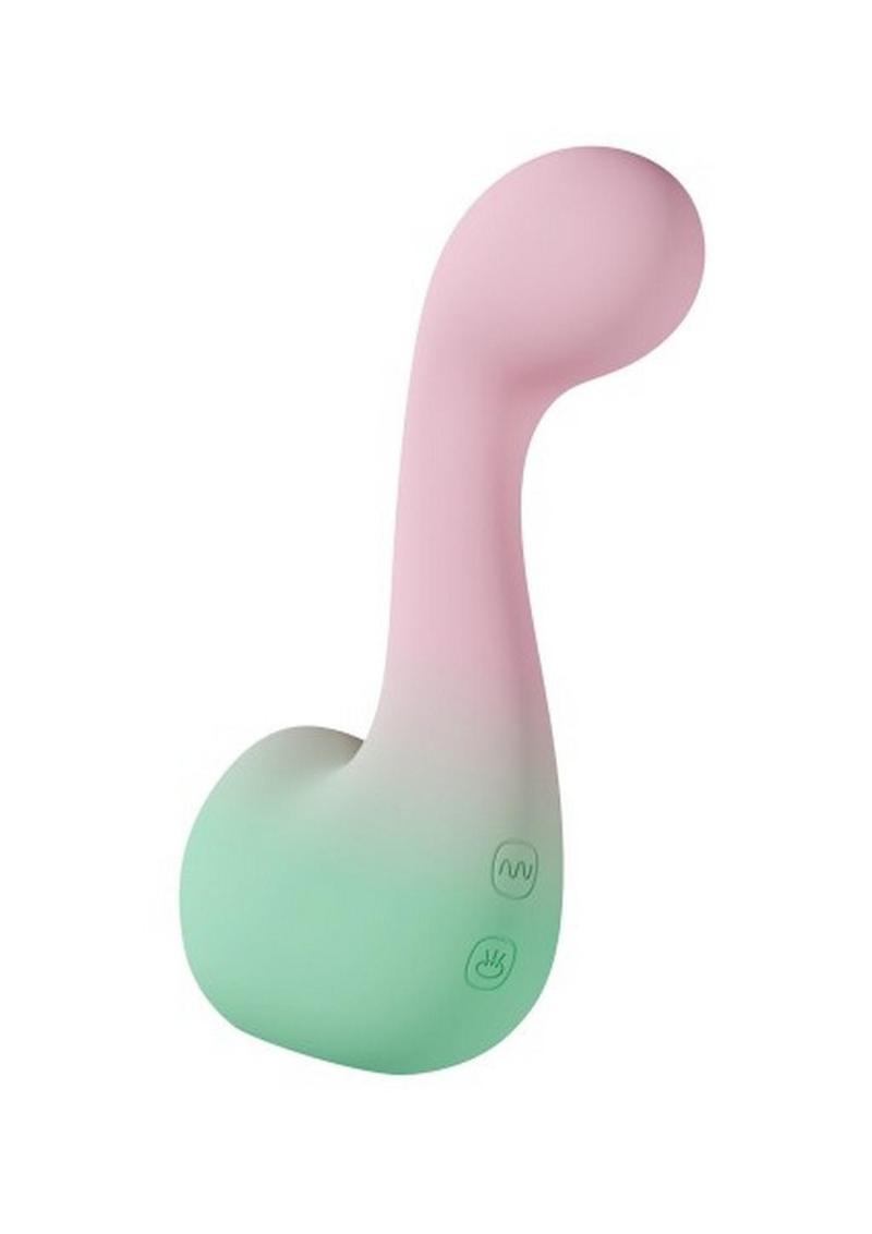 Play With Me Melody Rechargeable Silicone Dual-End Vibrator - Pink/Green