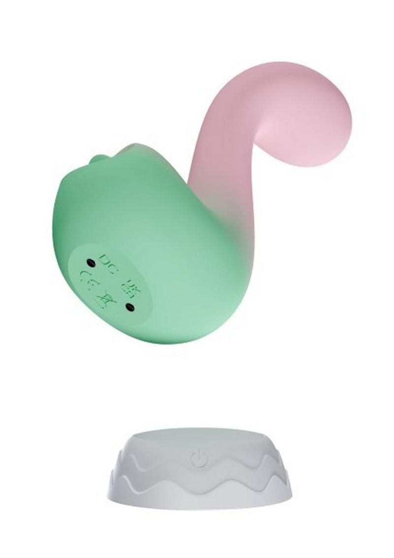 Play With Me Melody Rechargeable Silicone Dual-End Vibrator - Pink/Green