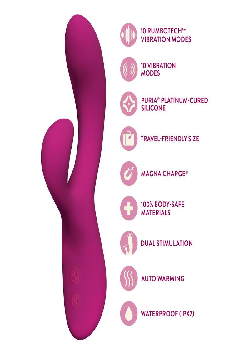 Blush Collection Quinn Rechargeable Silicone Rabbit Vibrator - Burgundy