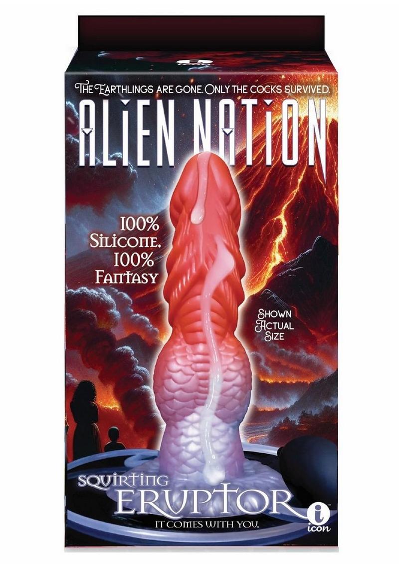 Alien Nation Eruptor Silicone Self Lubricating Dildo - Red/Silver