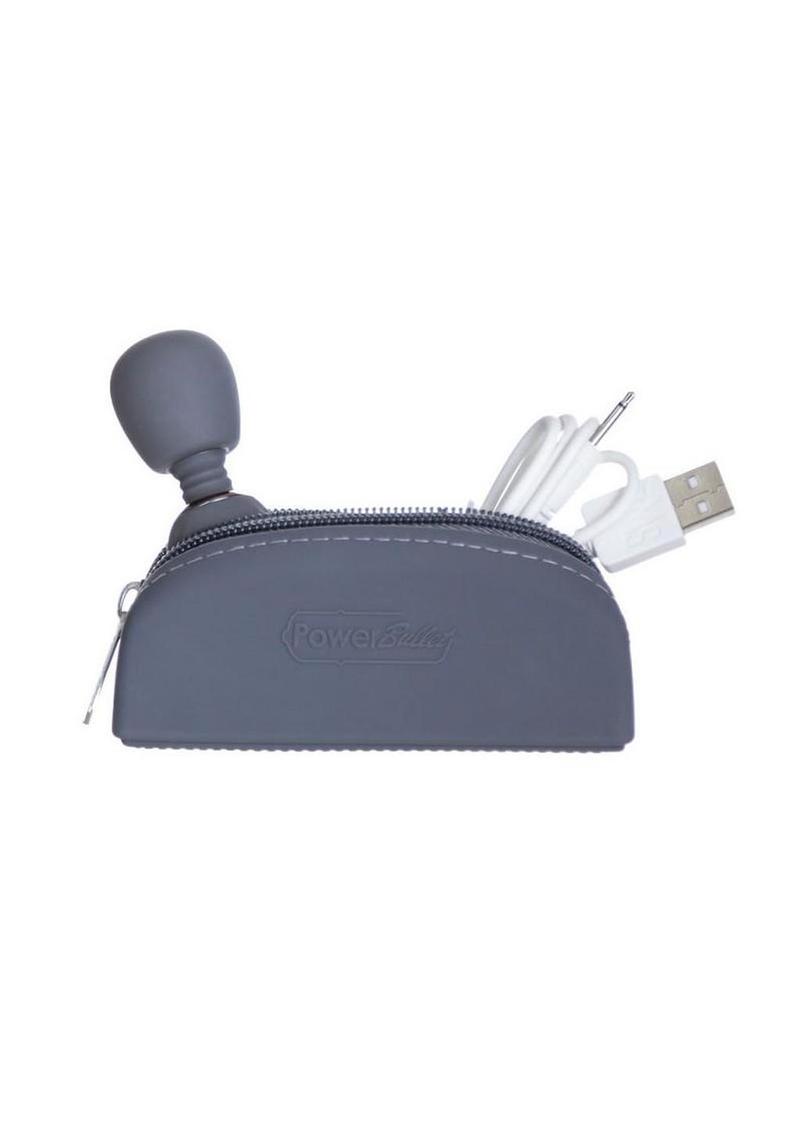 M'Lady Rechargeable Silicone Tiny Vibrating Wand - Grey