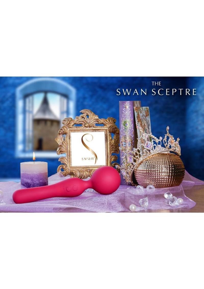 The Swan Sceptre Rechargeable Silicone Dual End Wand Massager - Magenta