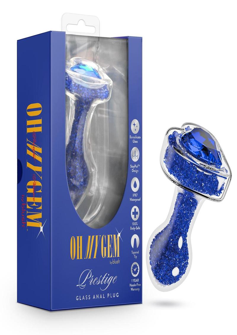 Oh My Gem Prestige Glass Anal Plug - Blue