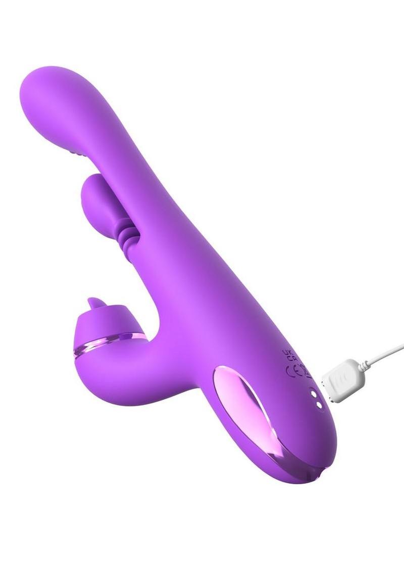 Fantasy for Her IntiMotion Pulse Pro Rechargeable Silicone Triple Rabbit Vibrator with Clitoral Stimulator - Purple