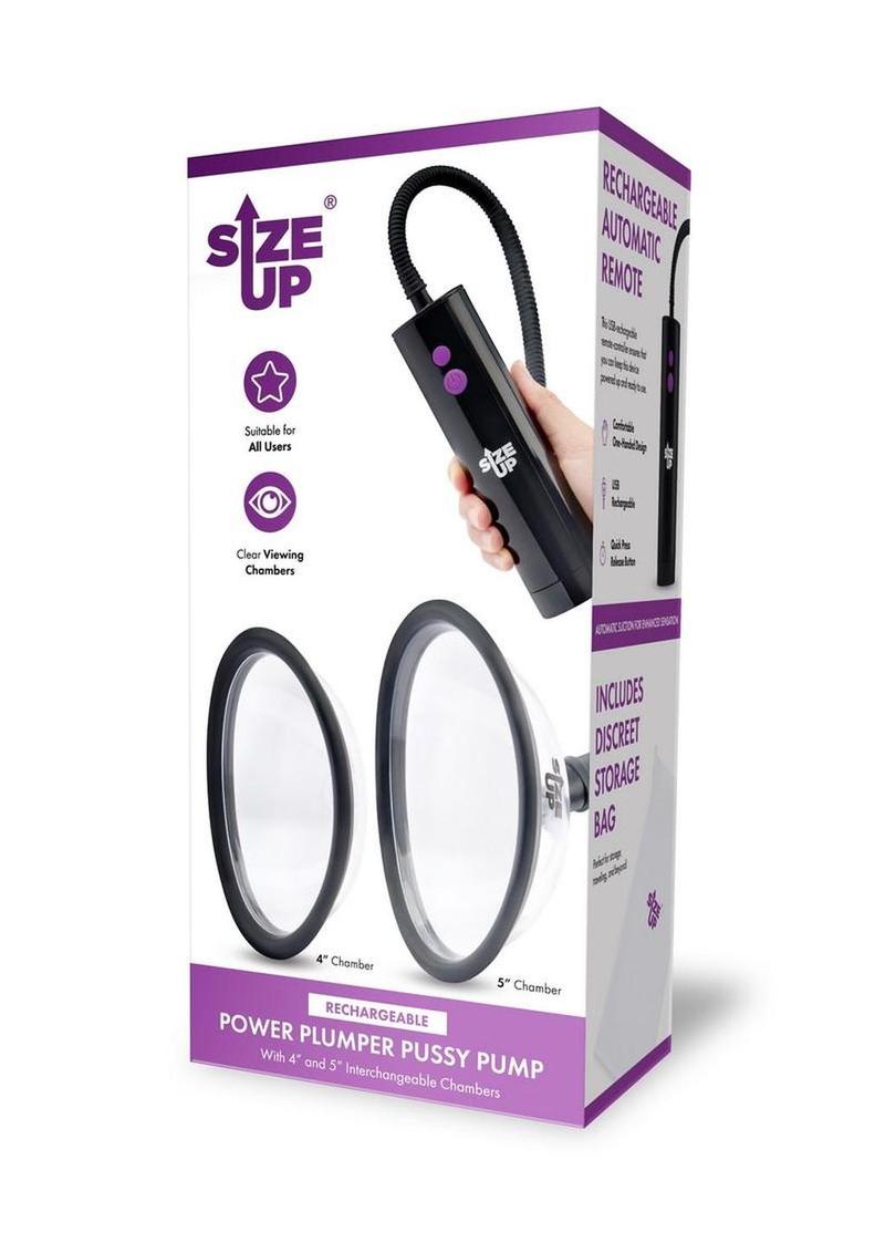 Size Up Rechargeable Pussy Pump Two Chambers - Black/Clear