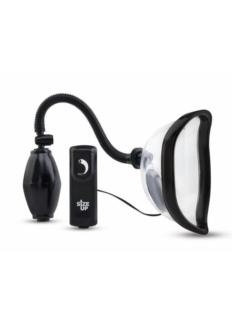 Size Up Classic Vibrating Pussy Pump - Black/Clear