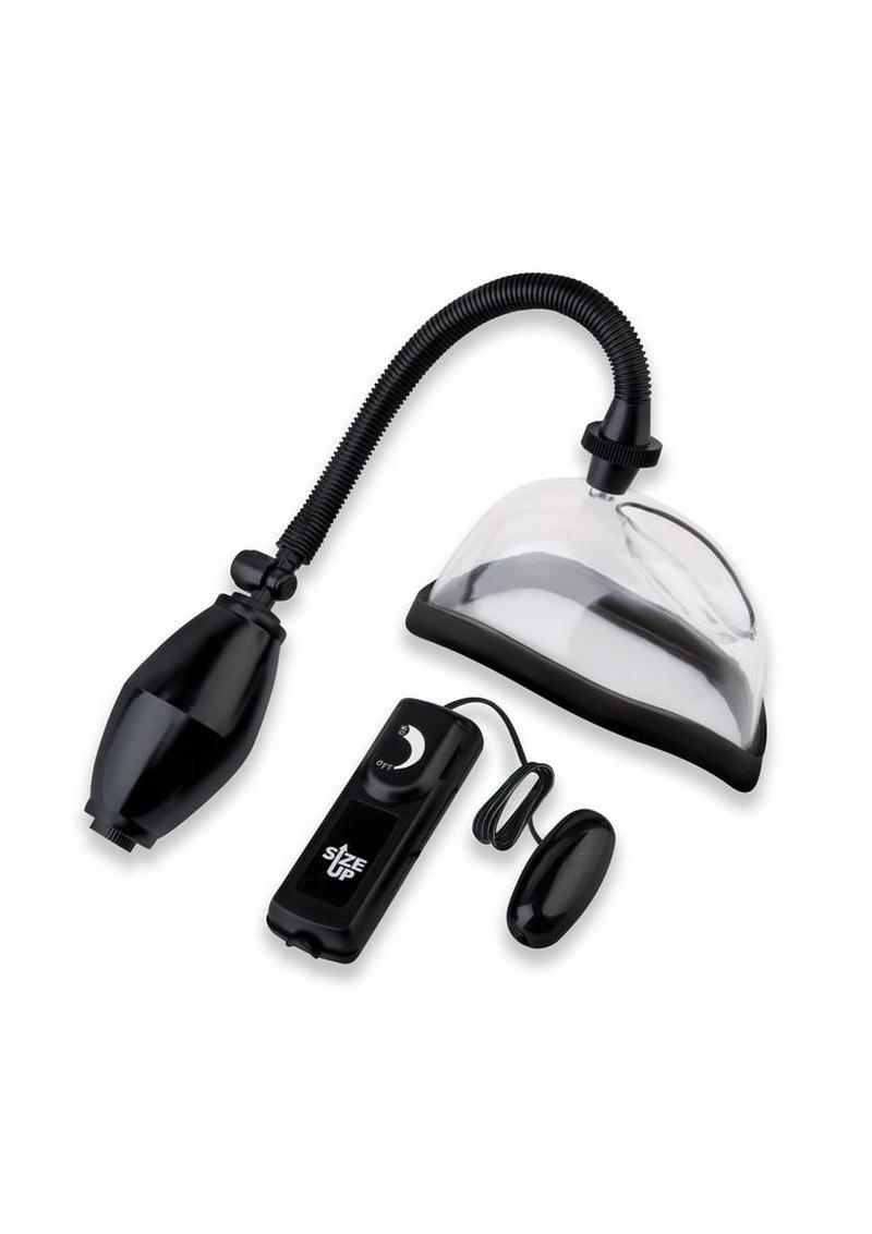 Size Up Classic Vibrating Pussy Pump - Black/Clear