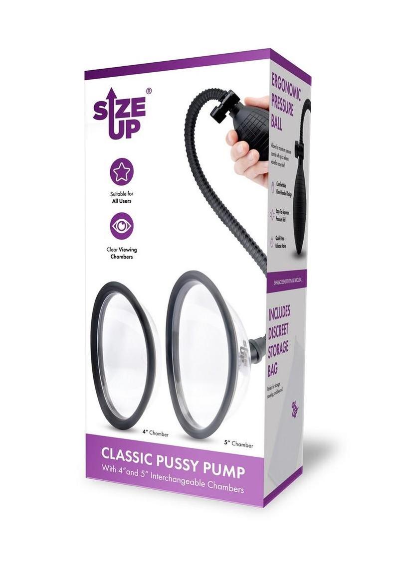 Size Up Classic Pussy Pump with Two Chambers - Black/Clear