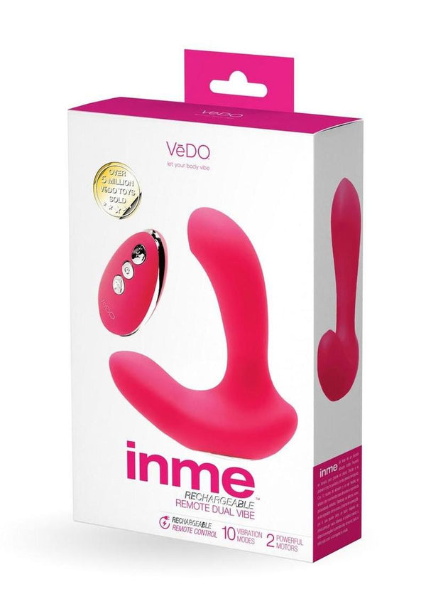 VeDo Inme Rechargeable Silicone Dual Vibrator with Remote Control - Pink
