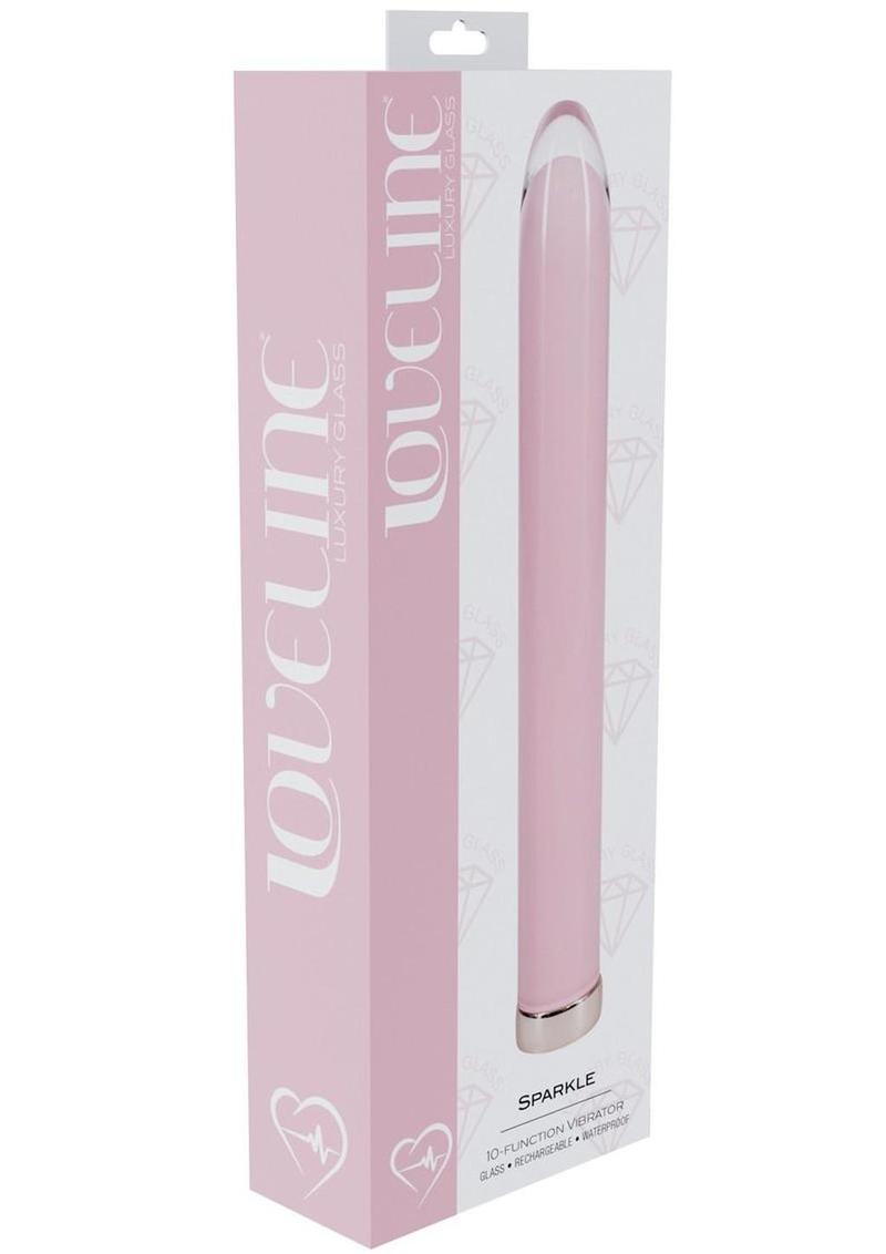 Loveline Sparkle 10 Function Rechargeable Glass Vibrator 6.3in - Pink