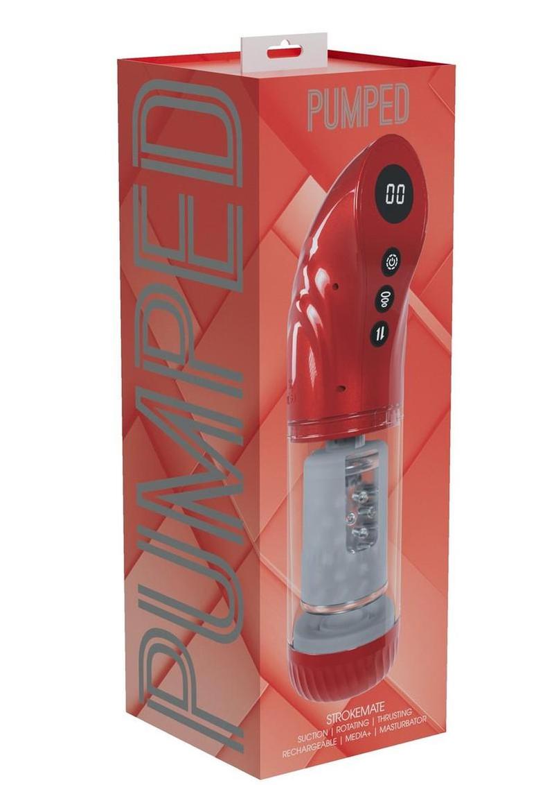 Pumped StrokeMate Multi-Function Rechargeable Masturbator - Metallic Red