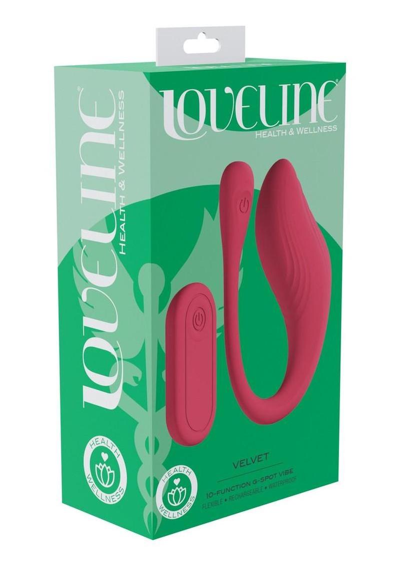 Loveline Velvet G-Spot 10 Function Silicone Rechargeable Vibrator with Remote Control - Pink