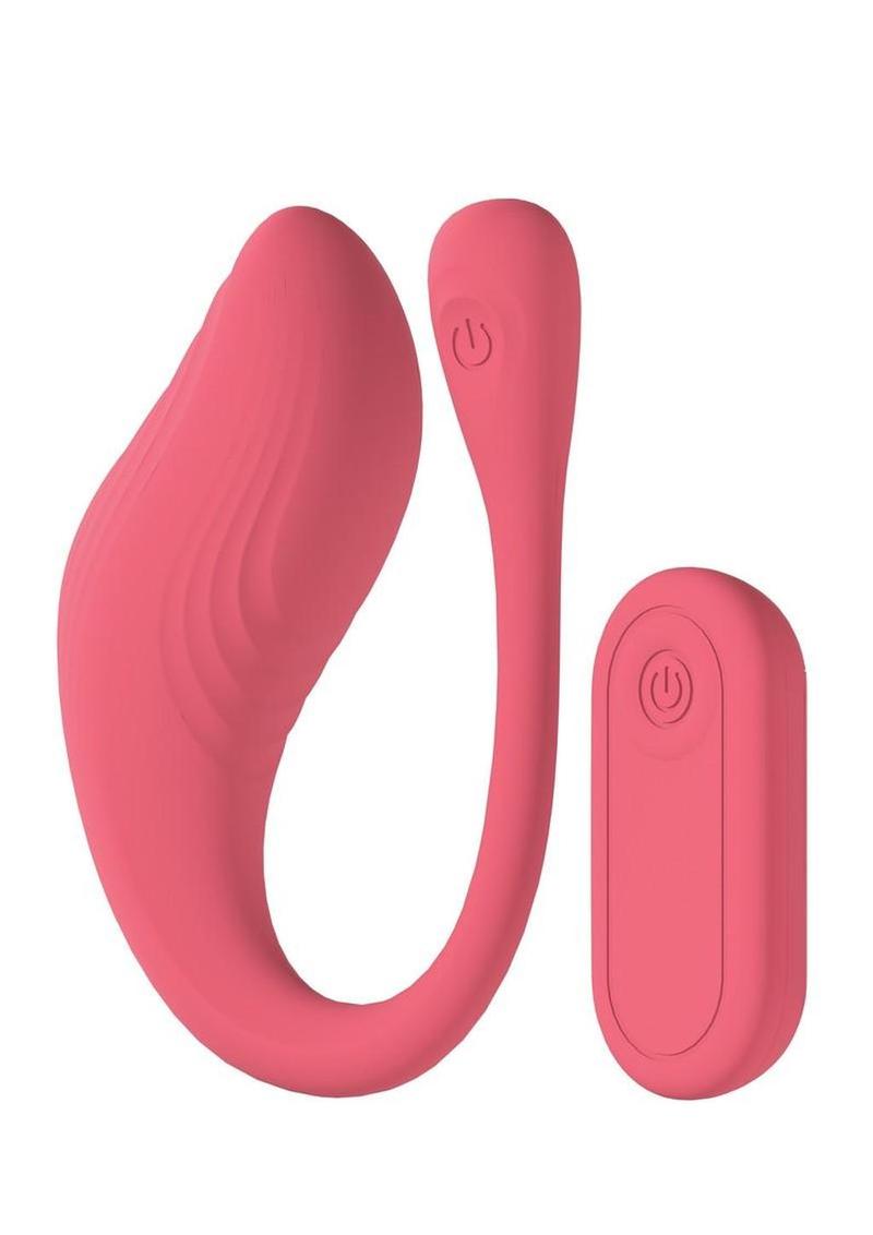 Loveline Velvet G-Spot 10 Function Silicone Rechargeable Vibrator with Remote Control - Pink