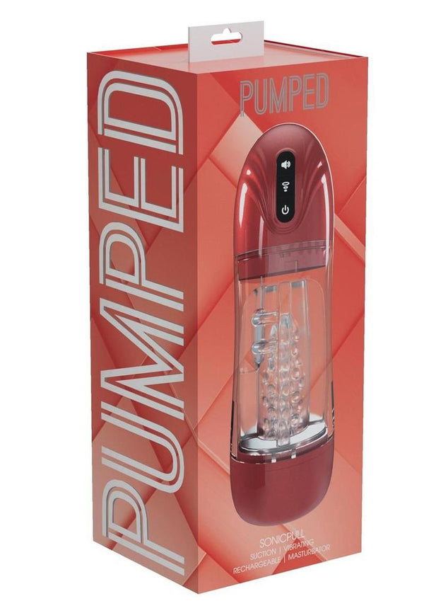 Pumped SonicPull 10 Function Multimedia Enhanced Masturbator - Metallic Red