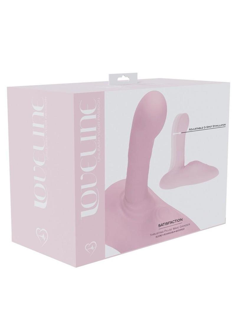 Loveline Satisfaction Grinder Silicone Rechargeable Thrusting Pulse Wave Vibrator - Pink