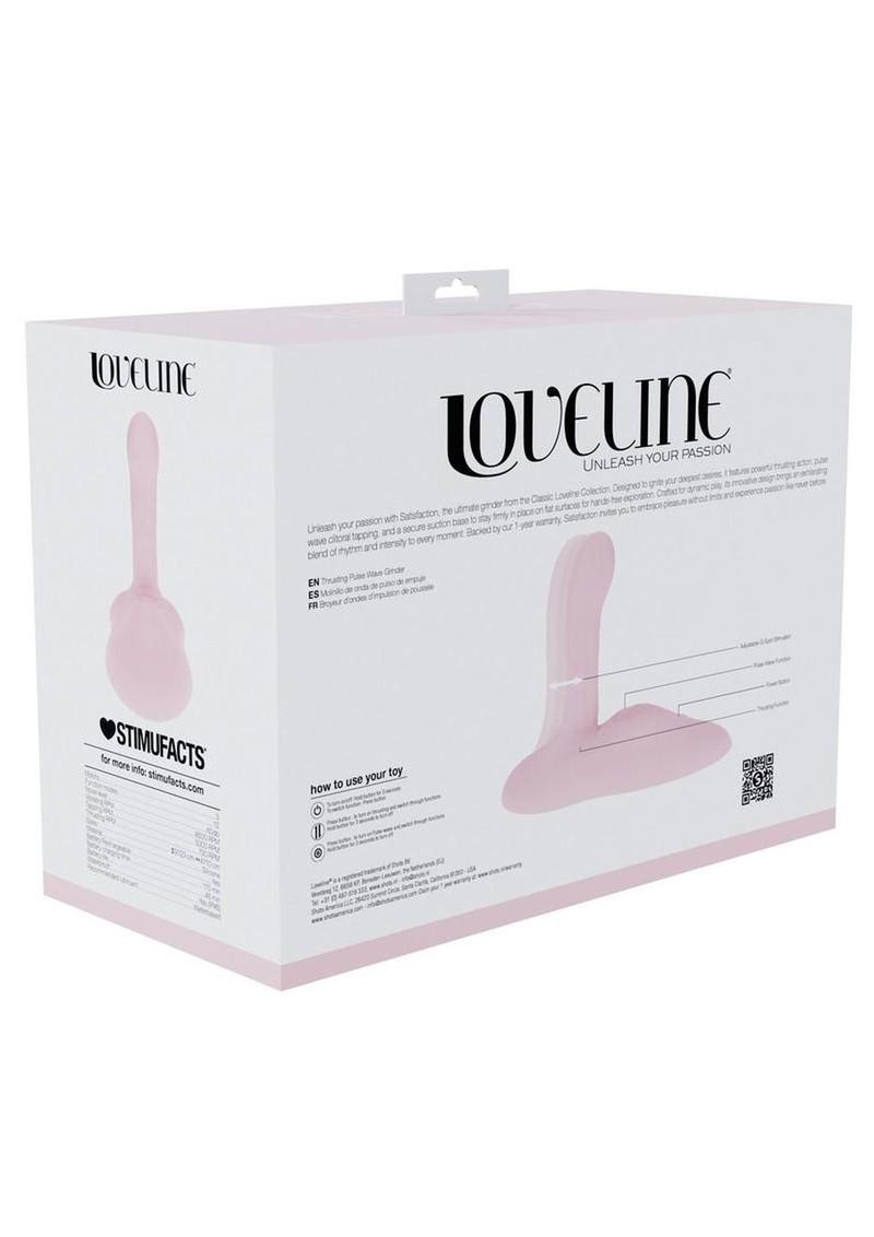 Loveline Satisfaction Grinder Silicone Rechargeable Thrusting Pulse Wave Vibrator - Pink