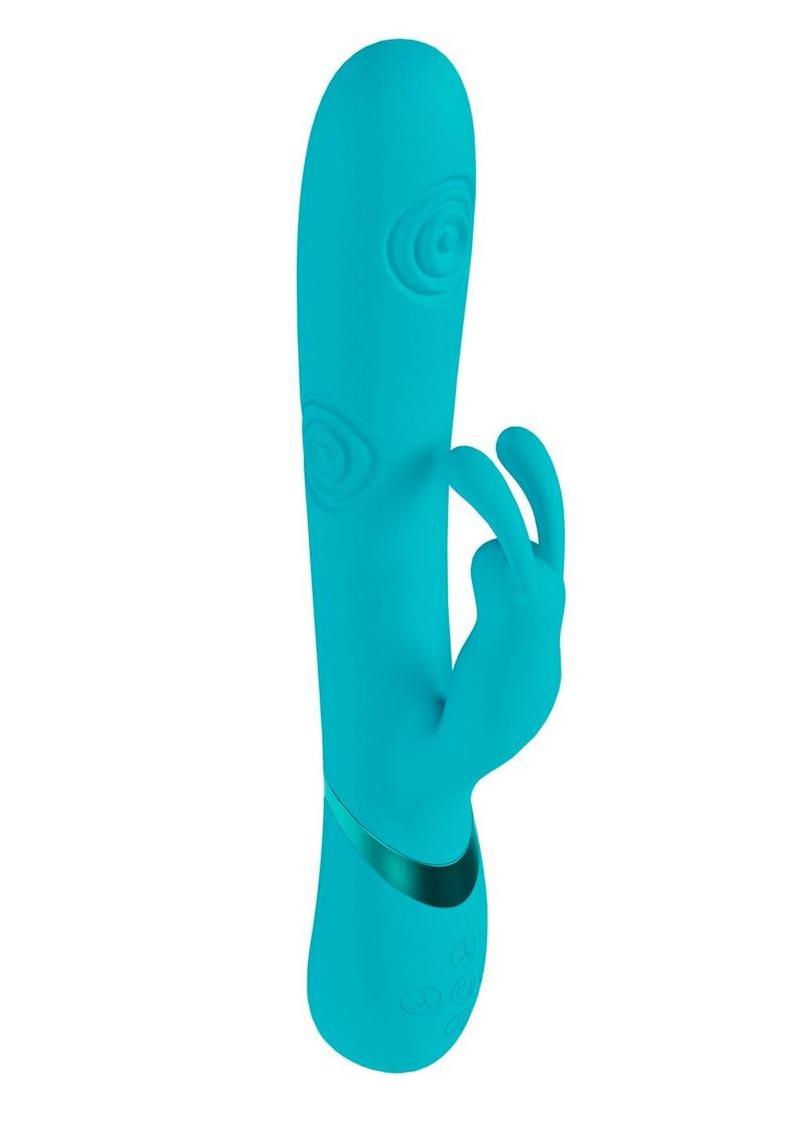 Vive Mimi 10 Function Silicone Rechargeable Triple Motor G-Spot Vibrating and Tapping Rabbit - Blue