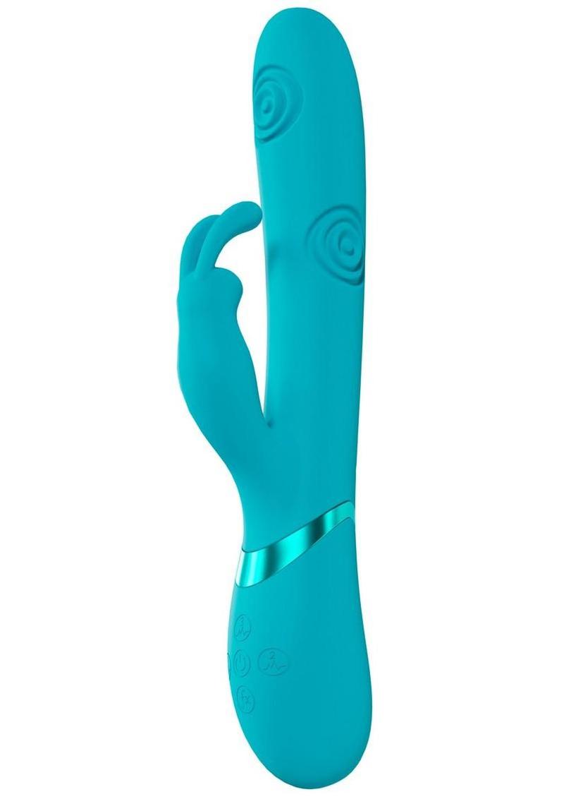 Vive Mimi 10 Function Silicone Rechargeable Triple Motor G-Spot Vibrating and Tapping Rabbit - Blue