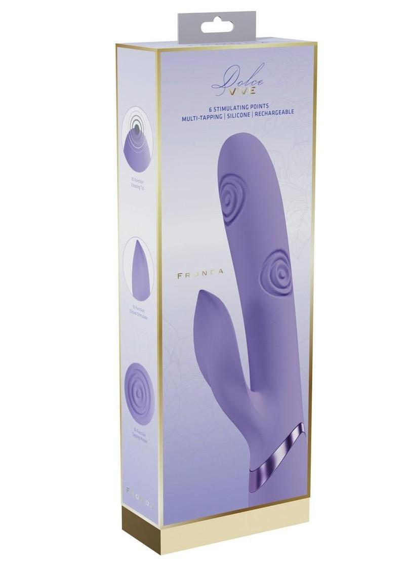 Vive Fronda Silicone Rechargeable Triple Motor G-Spot Vibrating and Tapping Leaf Clit Stimulator - Lavender