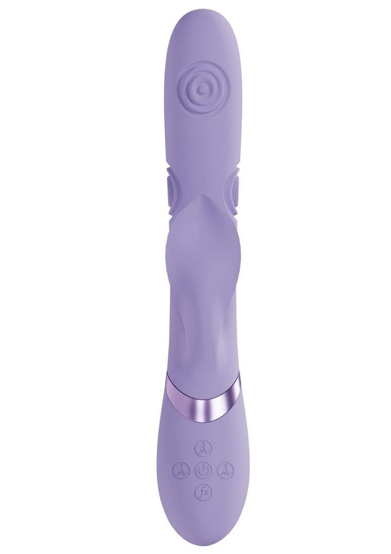 Vive Fronda Silicone Rechargeable Triple Motor G-Spot Vibrating and Tapping Leaf Clit Stimulator - Lavender