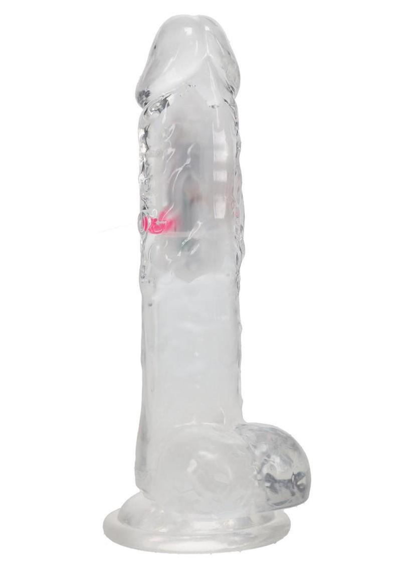 RealRock Rechargeable Dildo with Balls and Remote Control 8in - Clear