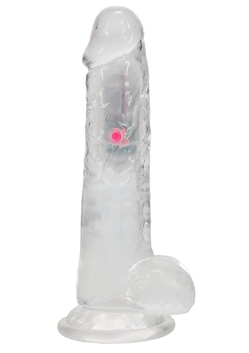 RealRock Rechargeable Dildo with Balls and Remote Control 8in - Clear