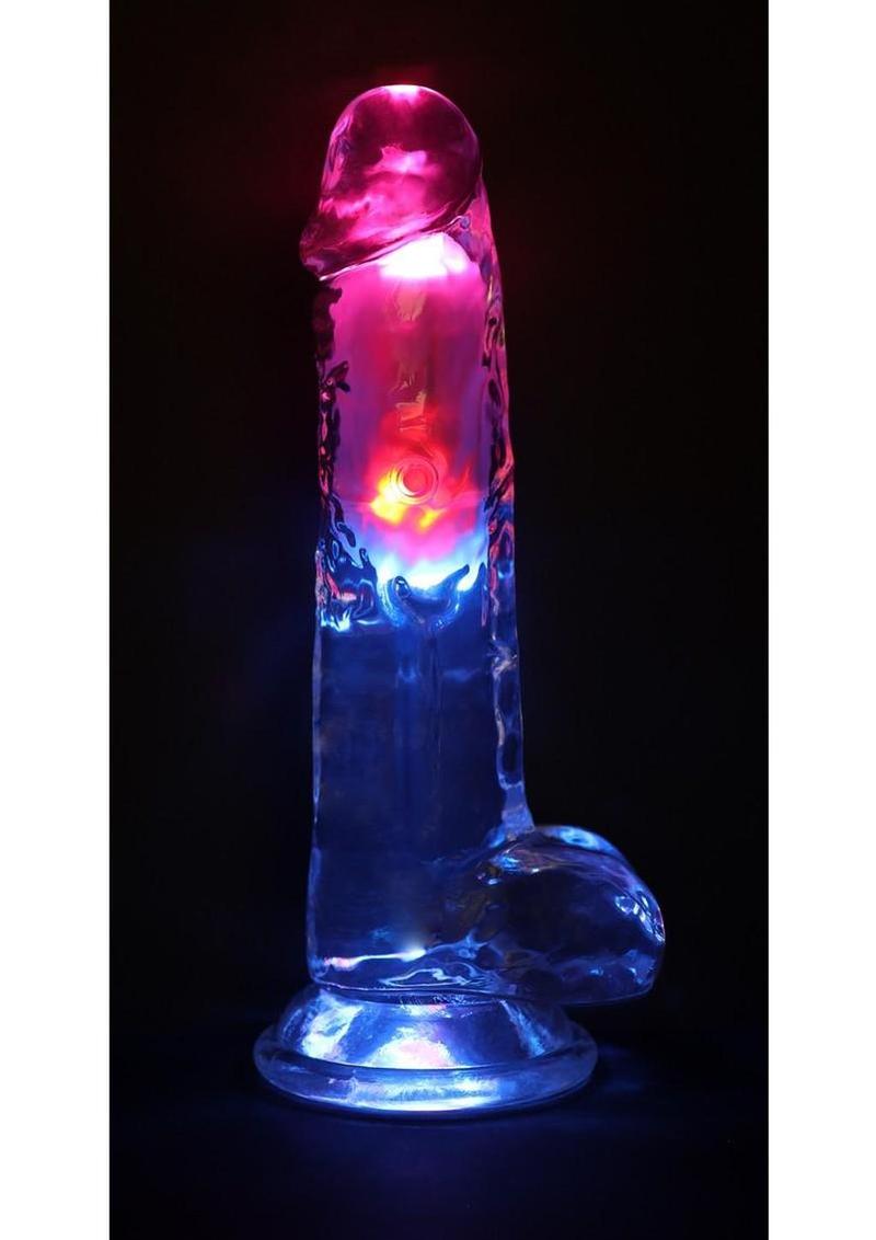RealRock Rechargeable Dildo with Balls and Remote Control 8in - Clear