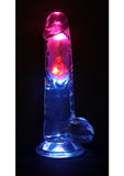 RealRock Rechargeable Dildo with Balls and Remote Control 8in - Clear